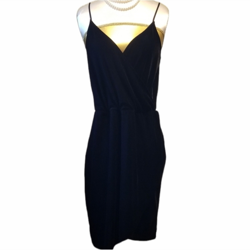 Abercrombie & Fitch Black Velvet Spaghetti Strap Wrap Style Dress